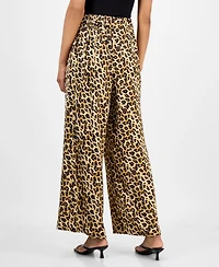 Bar Iii Women's Leopard-Print Pull-On Wide-Leg Pants, Macy's Exclusive