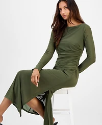 Bar Iii Women's Low-Back Ruched Mesh Midi Dress, Macy's Exclusive