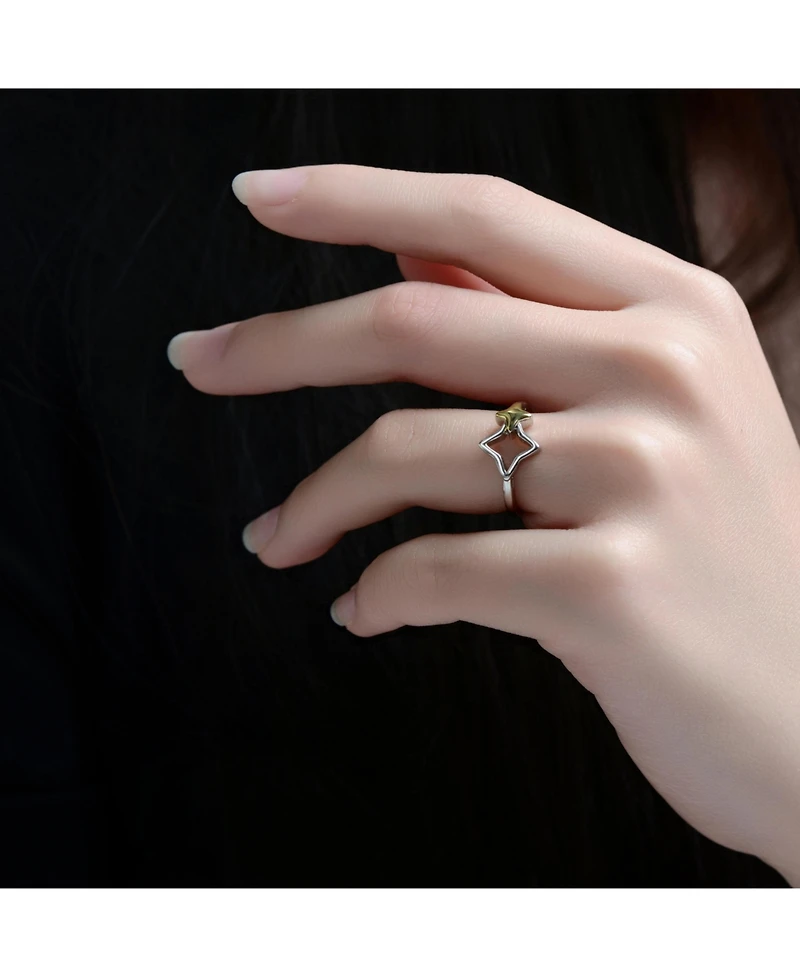 Rachel Glauber Two-Tone with Open Star Statement Ring