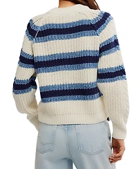 Free People Women's Frankie Striped Cotton Cable Knit Sweater