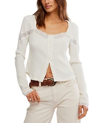 Free People Women's Lets Party Square-Neck Button-Front Top