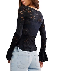 Free People Women's Flared-Sleeve Sheer Lace Top