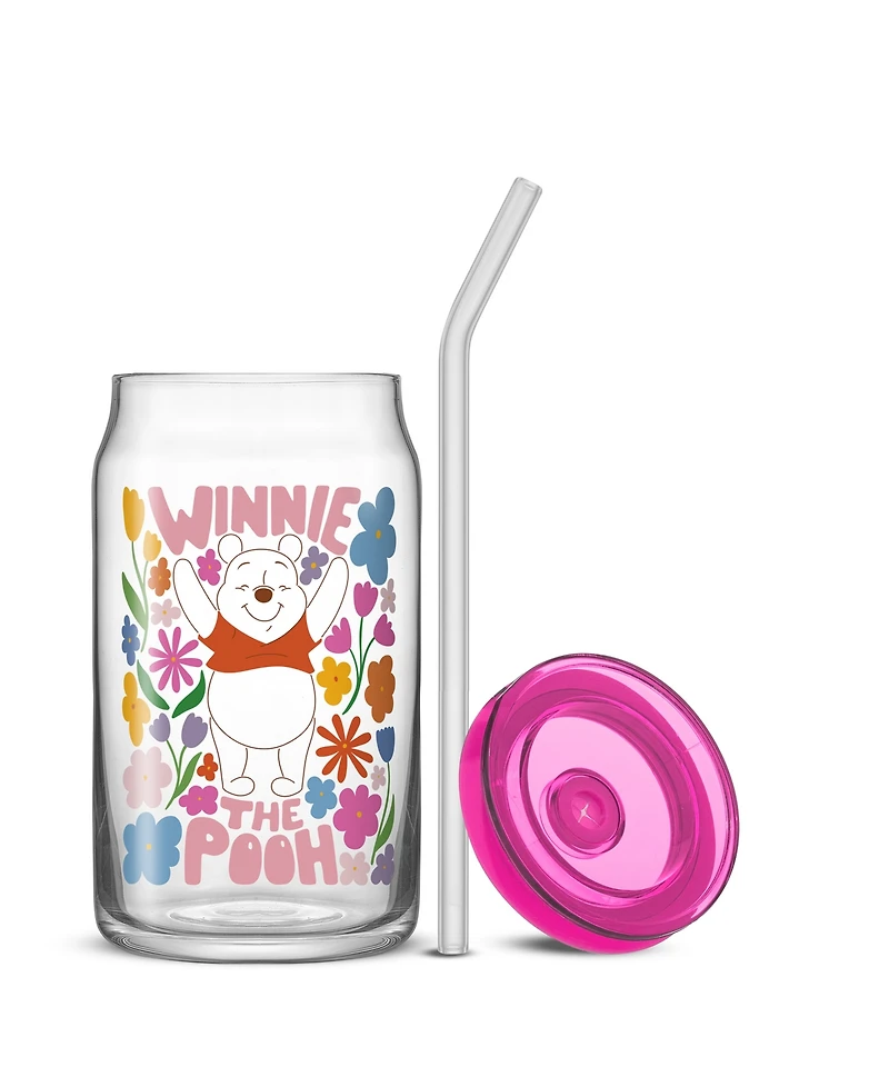 JoyJolt Pooh and Friends Can Tumblers with Lids and Straws, Set of 4