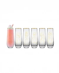 JoyJolt Princess Sketch Art Stemless Flute Glasses, Set of 6