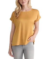 Jones New York Petite Hammered Satin Button-Trim Blouse