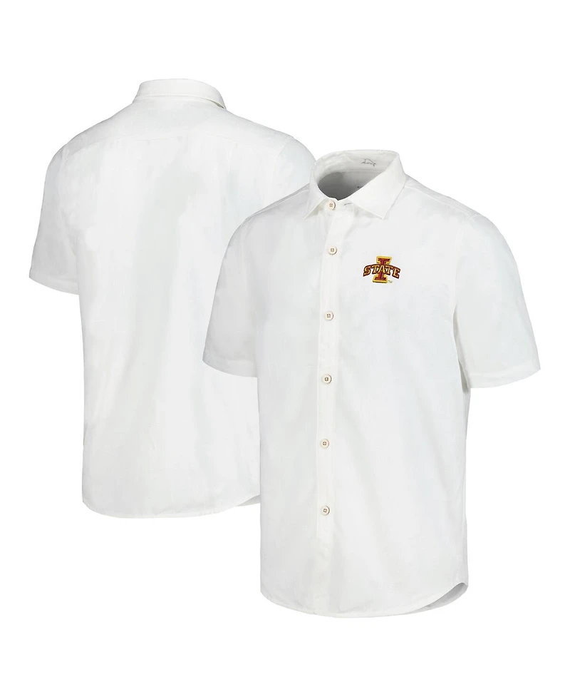 Tommy Bahama Men's White Iowa State Cyclones Coconut Point Palm Vista IslandZone Camp Button-Up Shirt
