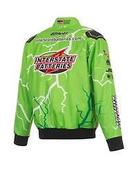 Jh Design Men's Green Christopher Bell Interstate Batteries Full-Snap Twill Uniform Jacket