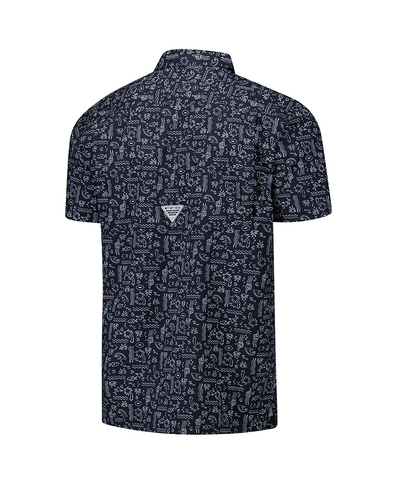 Columbia Pfg Men's Black Las Vegas Raiders Super Slack Tide Omni-Wick Button-Up Shirt