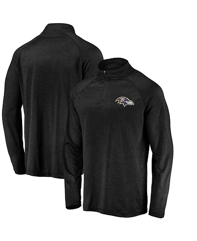 Fanatics Men's Black Baltimore Ravens Striated Primary Logo Raglan Quarter-Zip Pullover Jacket