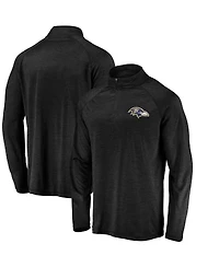 Fanatics Men's Black Baltimore Ravens Striated Primary Logo Raglan Quarter-Zip Pullover Jacket