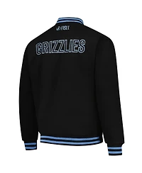 Fisll Men's and Women's Black Memphis Grizzlies Logo Man Shadow Collection Full-Snap Varsity Jacket