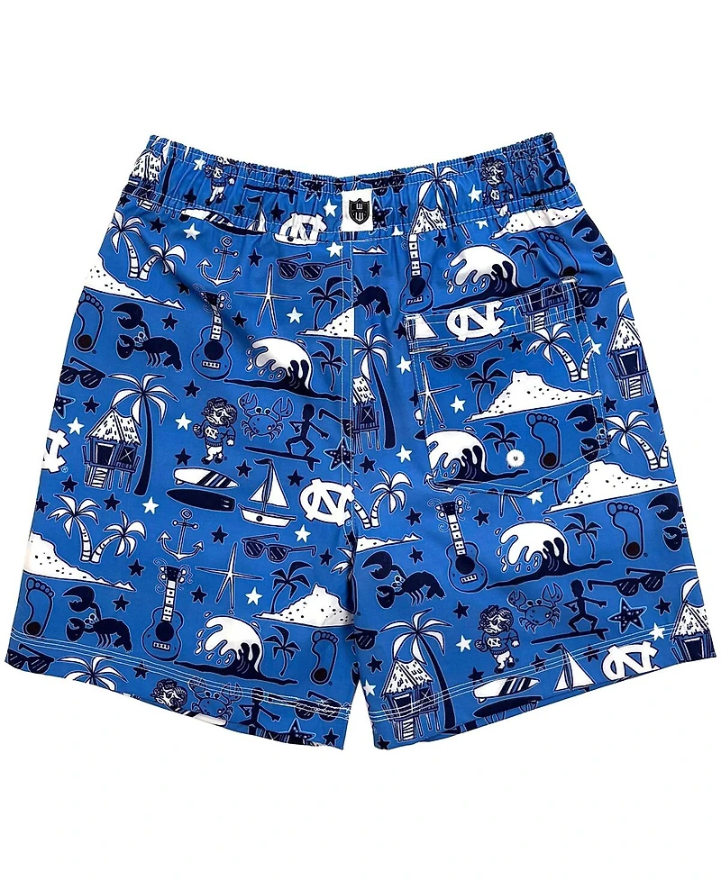 Wes & Willy Big Boys and Girls Carolina Blue North Tar Heels Luau Swim Trunks
