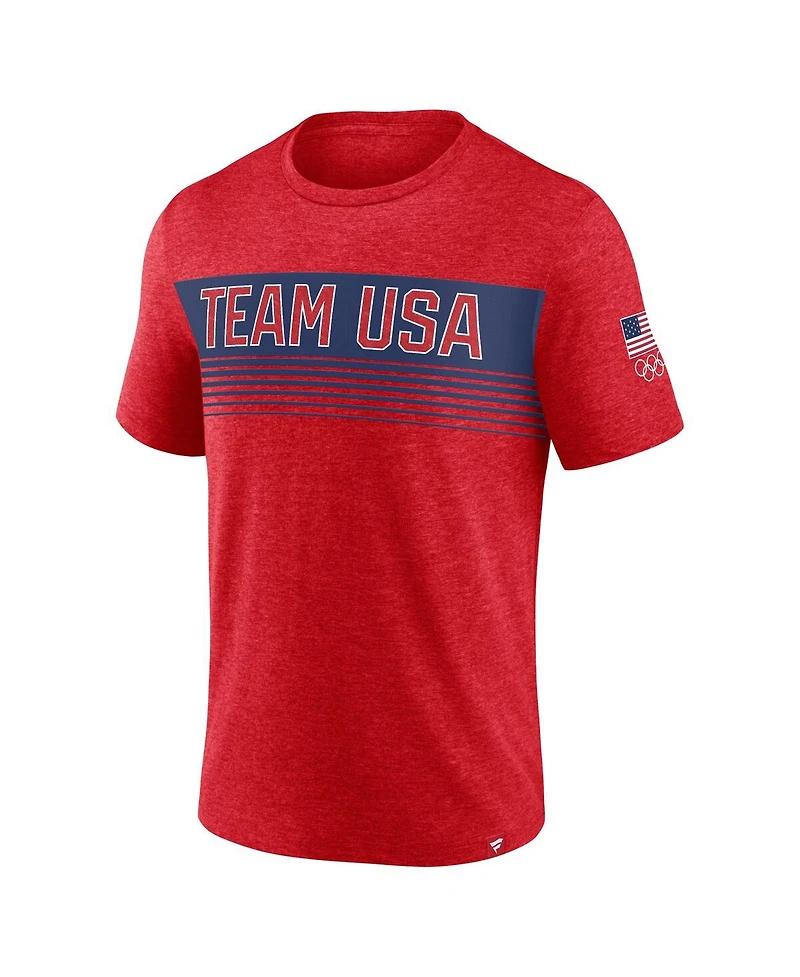 Fanatics Men's Heather Red Team Usa Bold Stripes T-Shirt