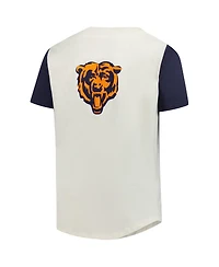 Fanatics Men's Cream Chicago Bears Full-Button Short Sleeve T-Shirt