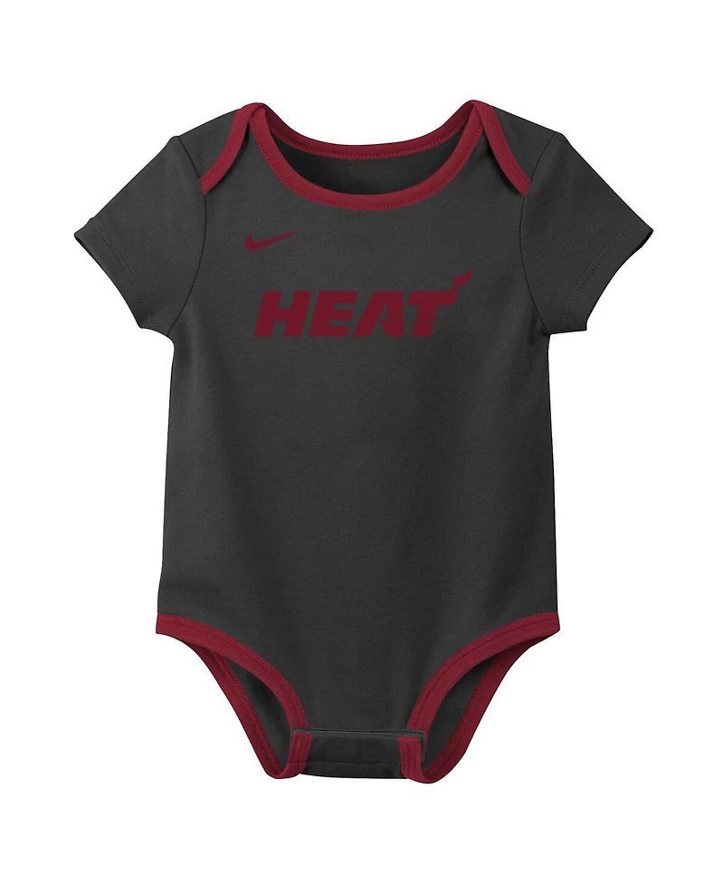 Nike Baby Boys and Girls 3-Pack Miami Heat Bodysuit Set