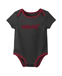 Nike Baby Boys and Girls 3-Pack Miami Heat Bodysuit Set