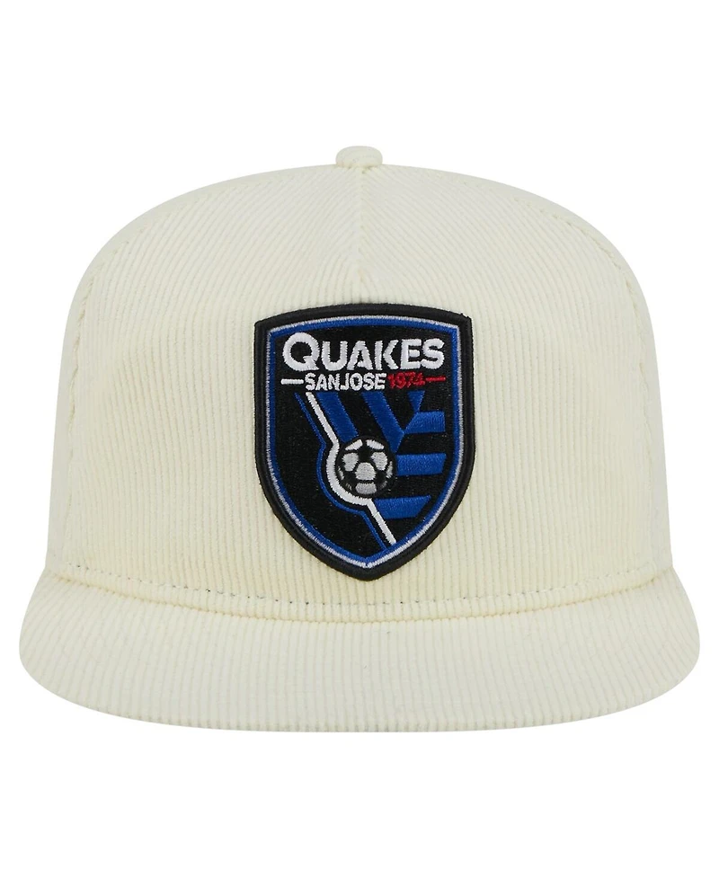 New Era Men's Cream San Jose Earthquakes 2025 Kickoff Snapback Golfer Hat