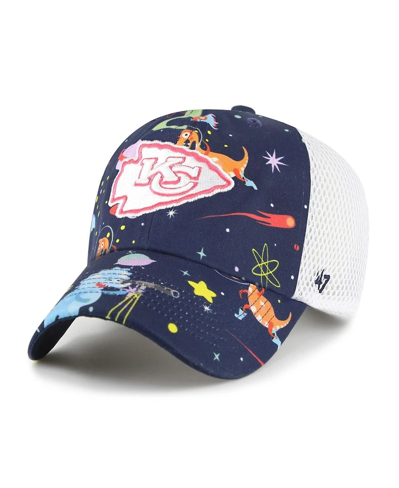 '47 Brand Big Boys and Girls Navy Kansas City Chiefs Space Dino Adjustable Trucker Hat