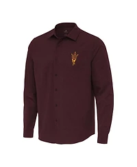 Antigua Men's Maroon Arizona State Sun Devils Exposure Woven Long Sleeve Button-Up Shirt