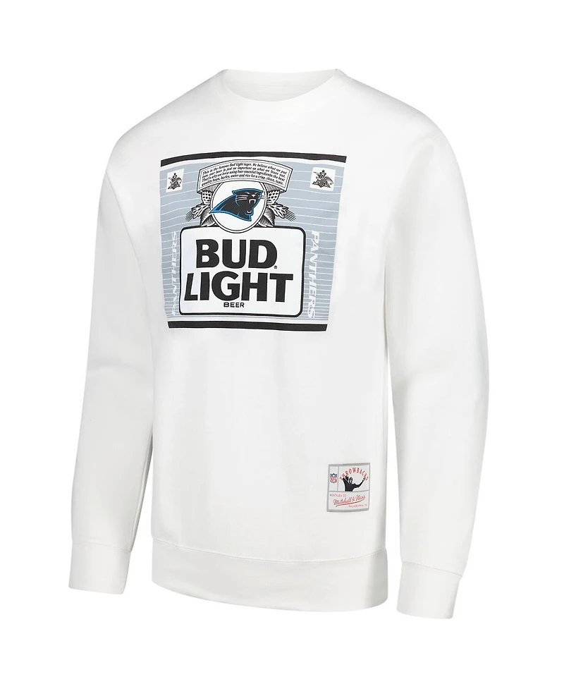 Mitchell & Ness x Bud Light Men's White Carolina Panthers The Crest Pullover Sweatshirt