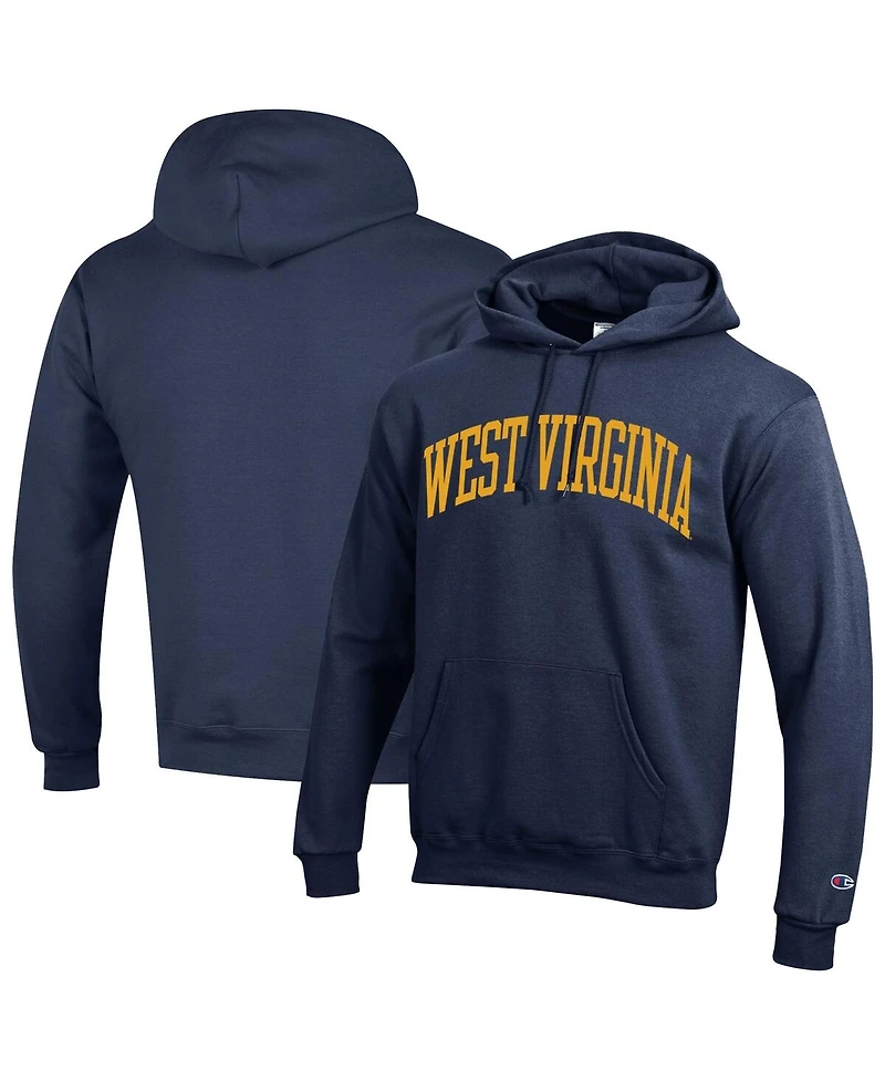 Champion Men's Navy West Virginia Mountaineers Basic Arch Fleece Pullover Hoodie