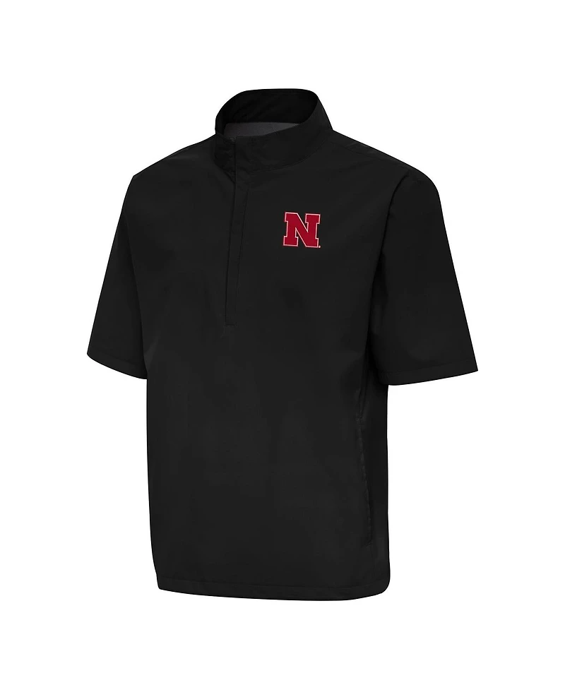 Antigua Men's Black Nebraska Huskers Brisk Quarter-Zip Windbreaker
