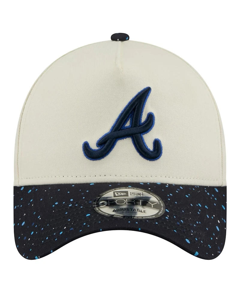 New Era Men's Cream Atlanta Braves Speckle A-Frame 9FORTY Adjustable Hat