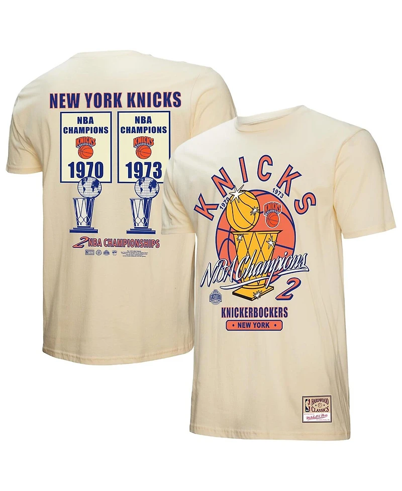 Mitchell & Ness Men's Cream New York Knicks Hardwood Classics Champions T-Shirt