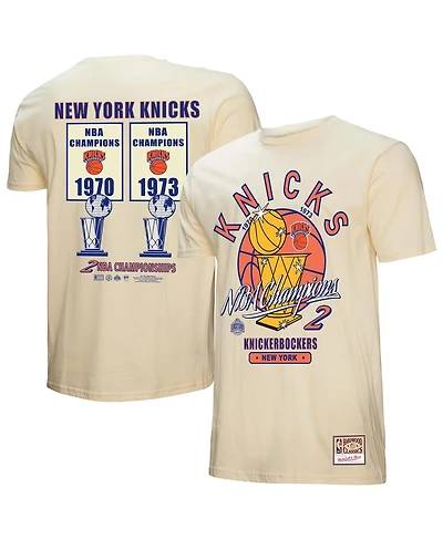 Mitchell & Ness Men's Cream New York Knicks Hardwood Classics Champions T-Shirt