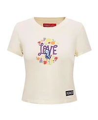 Freeze Max Women's Cream Peanuts Sweet Love Baby Doll Cropped T-Shirt
