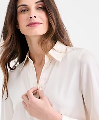 Jones New York Women's Collared Long Sleeve Top