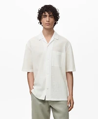 Mango Men's Wrinkled-Effect Pinstripe Shirt