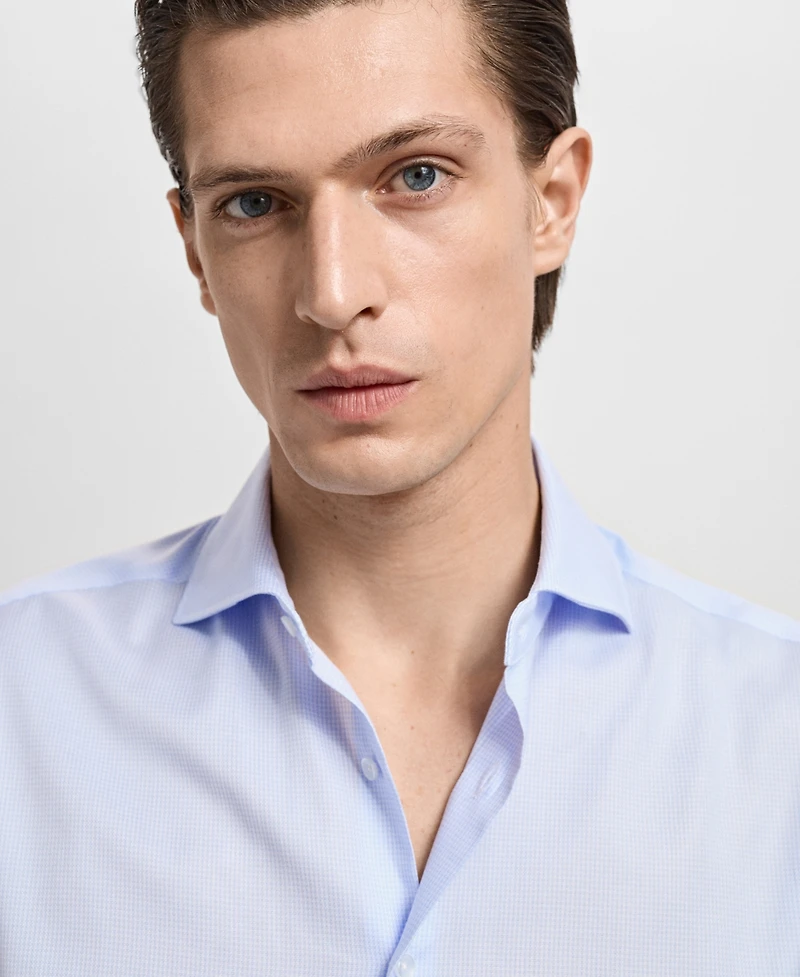 Mango Men's Slim-Fit Micro-Print Twill Dress Shirt