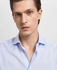 Mango Men's Slim-Fit Micro-Print Twill Dress Shirt