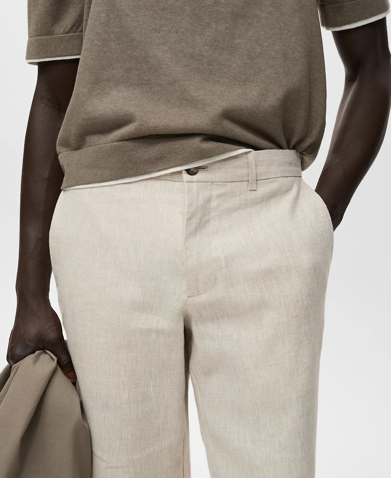 Mango Men's Slim-Fit Linen Pants