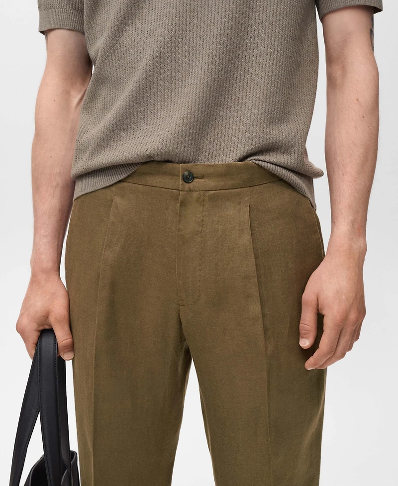 Mango Men's Salerno Linen Slim Fit Suit Pants