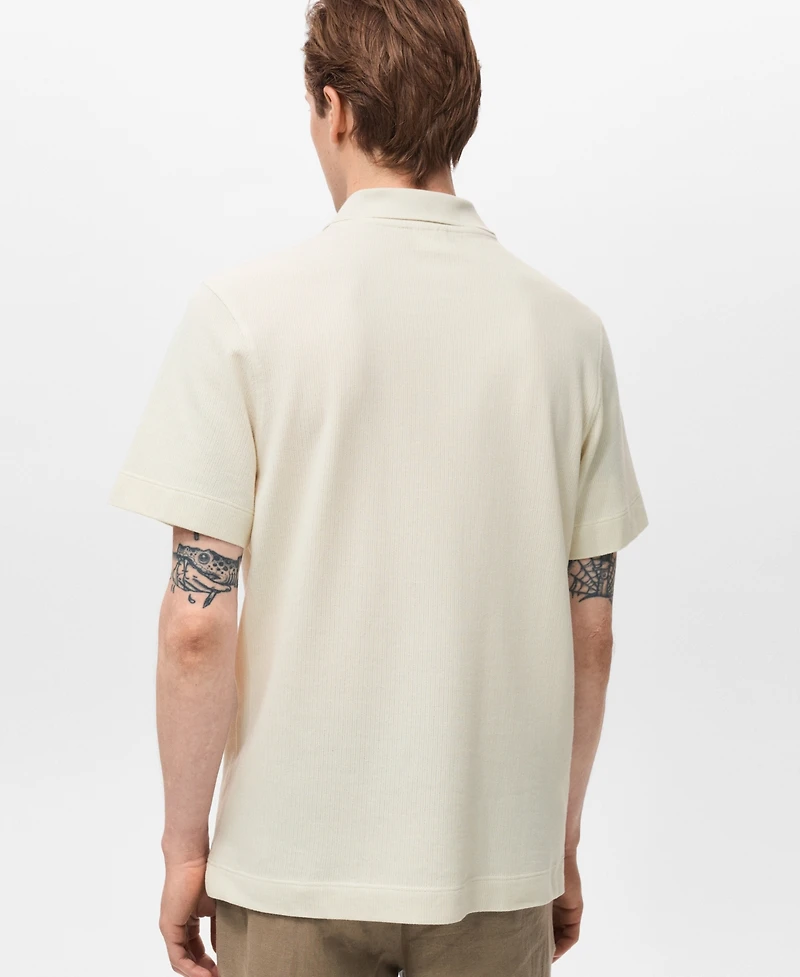 Mango Men's Fine Rib-Knit Polo Shirt