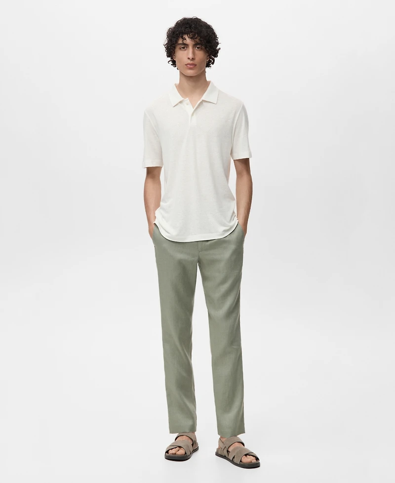 Mango Men's Linen-Blend Slim Fit Polo Shirt