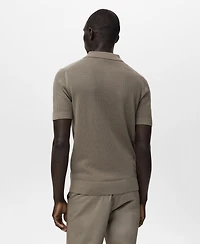 Mango Men's Openwork Knitted Cotton Polo Shirt