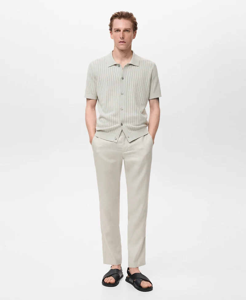 Mango Men's Openwork Detail Cotton Shirt