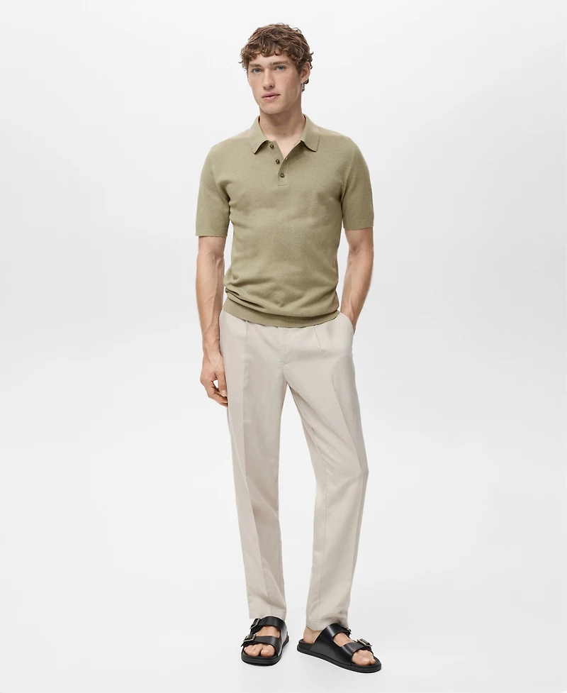Mango Men's Fine-Knit Cotton Polo Shirt
