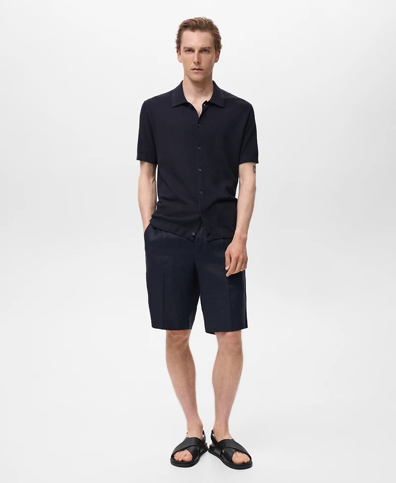 Mango Men's Rib-Knit Shirt