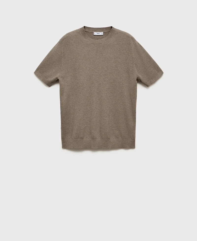 Mango Men's Ribbed Knit T-Shirt