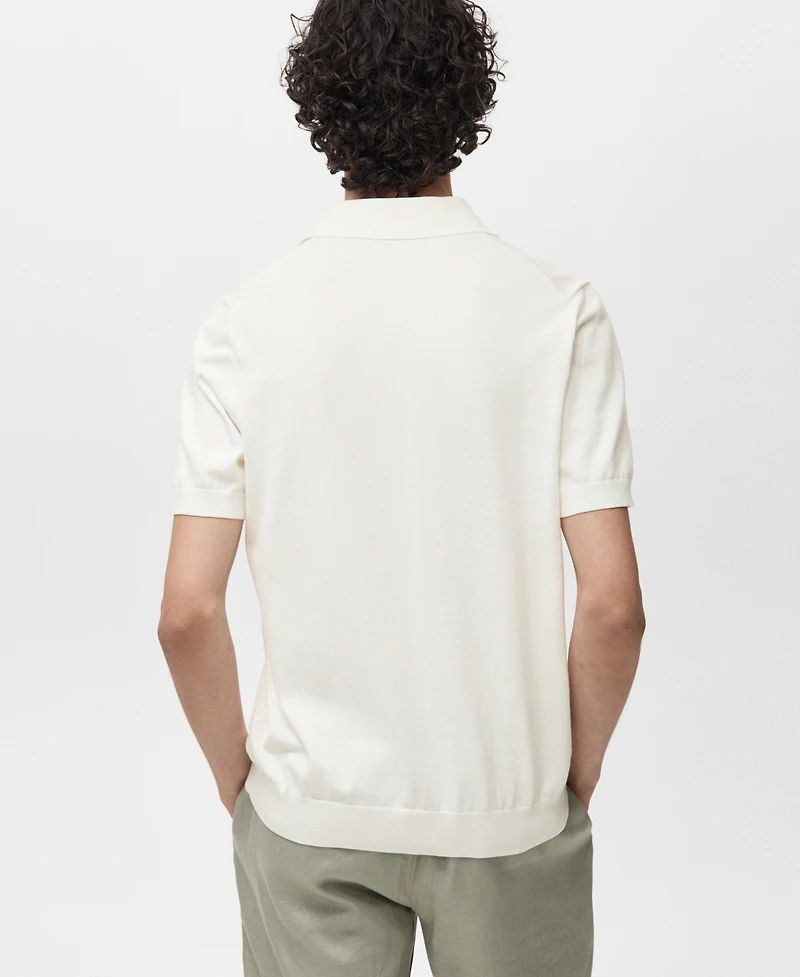 Mango Men's Cotton Fine-Knit Polo Shirt