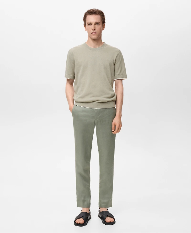 Mango Men's Contrasting Cotton-Blend T-Shirt