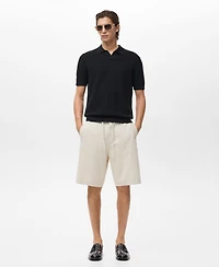 Mango Men's Linen 9.5" Bermuda Shorts