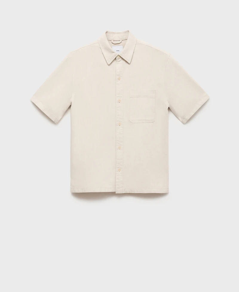 Mango Men's Short Sleeve Linen-Blend Shirt