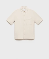 Mango Men's Short Sleeve Linen-Blend Shirt