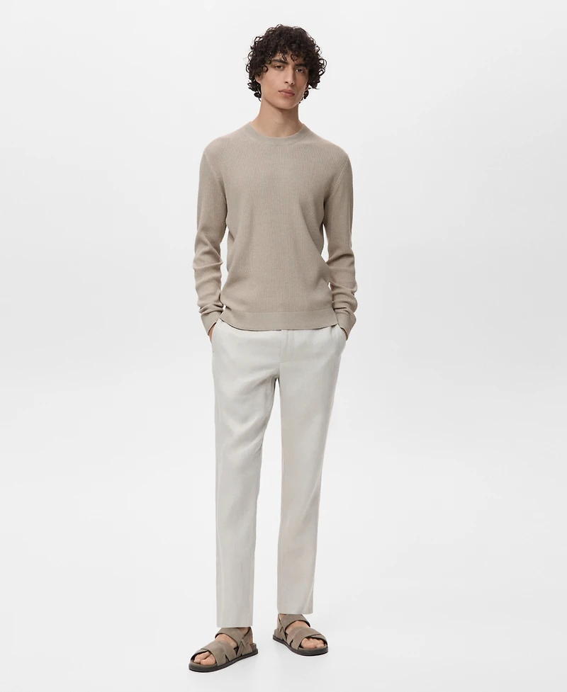 Mango Men's Fine Rib-Knit Cotton Sweater