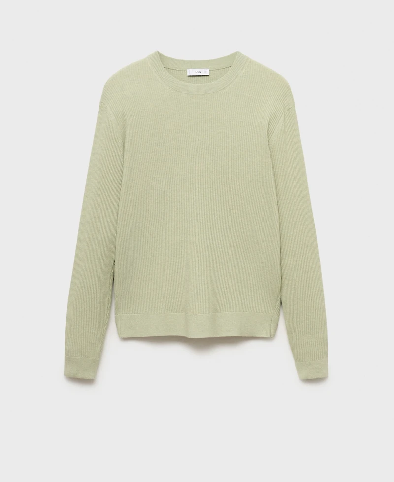 Mango Men's Fine Rib-Knit Cotton Sweater